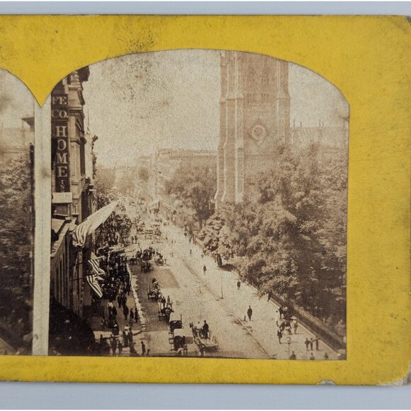 Antique AMERICAN VIEWS Stereoview card no. 128 The Flume from above, Franconia - Picture 1 of 7